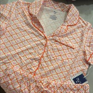 Roller Rabbit Pink & Orange Heart Lattice Short Pajama Set